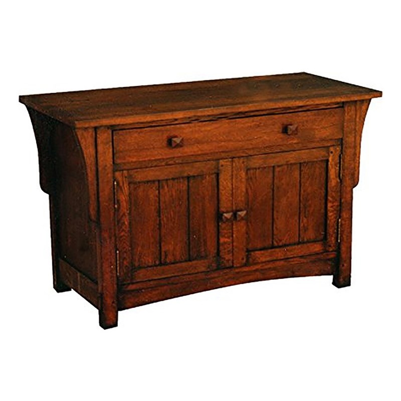 Crafters and Weavers Arts and Crafts Wood Cabinet in Dark Walnut
