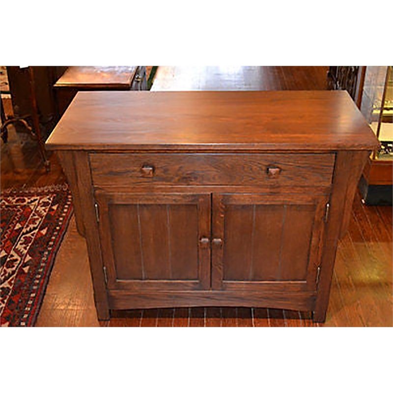 Crafters and Weavers Arts and Crafts Wood Cabinet in Dark Walnut