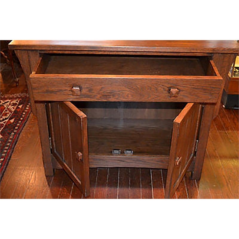 Crafters and Weavers Arts and Crafts Wood Cabinet in Dark Walnut