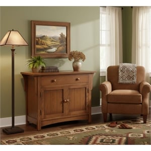Crafters and Weavers Arts and Crafts Wood Cabinet in Dark Walnut