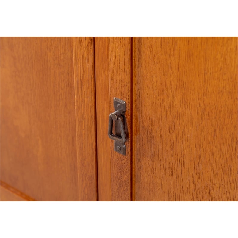 Crafters and Weavers Arts and Crafts 3-Drawer Solid Wood Sideboard in Walnut