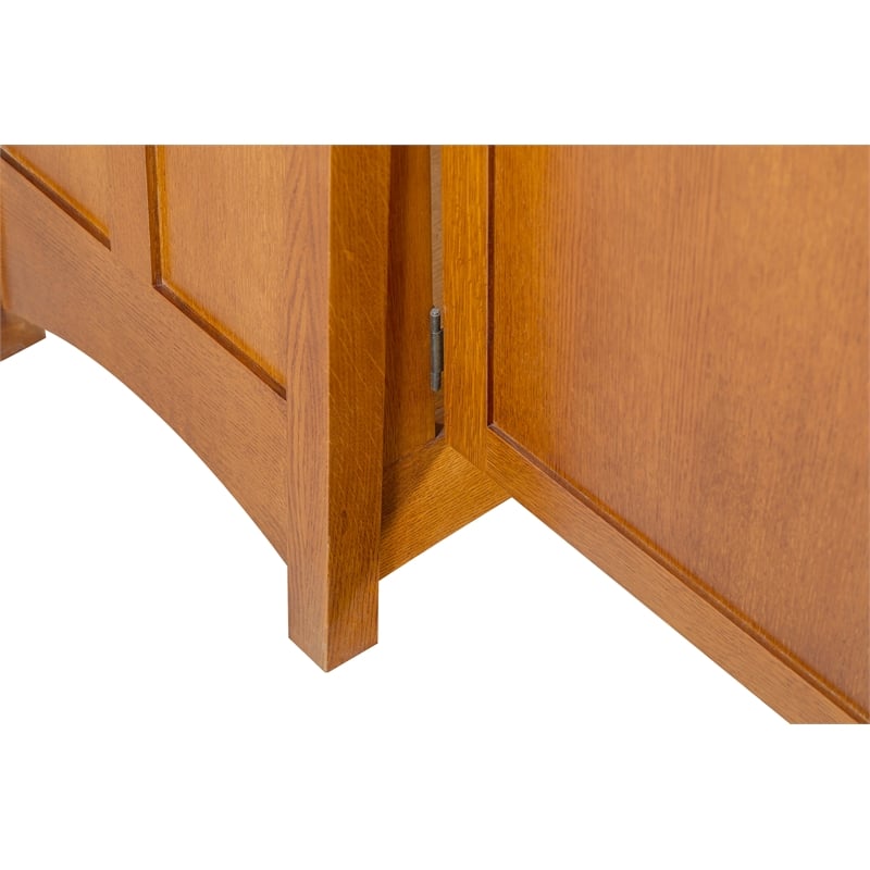 Crafters and Weavers Arts and Crafts 3-Drawer Solid Wood Sideboard in Walnut