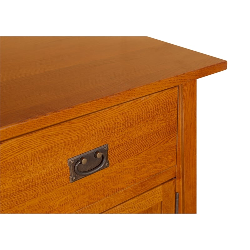 Crafters and Weavers Arts and Crafts 3-Drawer Solid Wood Sideboard in Walnut
