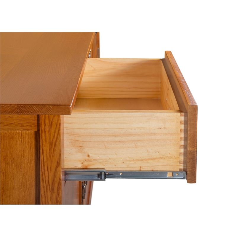 Crafters and Weavers Arts and Crafts 3-Drawer Solid Wood Sideboard in Walnut