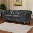 Crafters and Weavers Craftsman Mission Leather Loveseat in Black