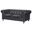 Crafters and Weavers Craftsman Mission Leather Loveseat in Black