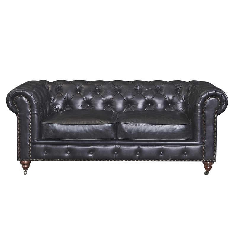 Crafters and Weavers Craftsman Mission Leather Loveseat in Black