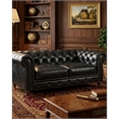 Crafters and Weavers Craftsman Mission Leather Loveseat in Black