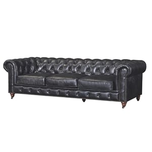 Crafters and Weavers Craftsman Mission 95&quot Leather Sofa in Black
