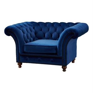 Crafters and Weavers Craftsman Mission Fabric Arm Chair in Sapphire Blue