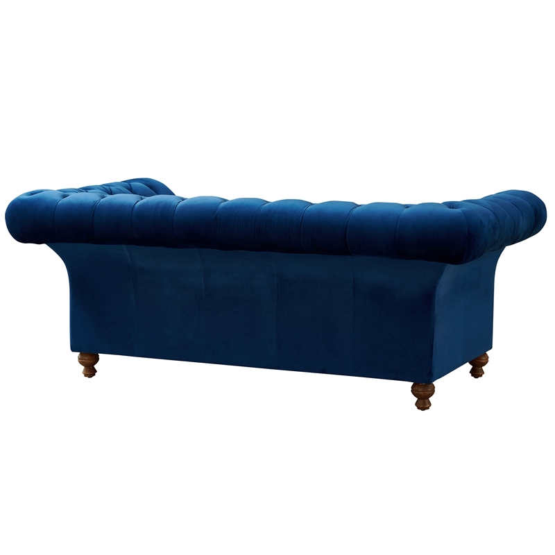 Crafters and Weavers Craftsman Mission Fabric Sloped Arm Loveseat in Blue