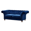 Crafters and Weavers Craftsman Mission Fabric Sloped Arm Loveseat in Blue