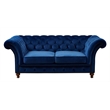 Crafters and Weavers Craftsman Mission Fabric Sloped Arm Loveseat in Blue