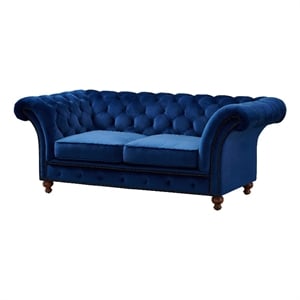 Crafters and Weavers Craftsman Mission Fabric Sloped Arm Loveseat in Blue