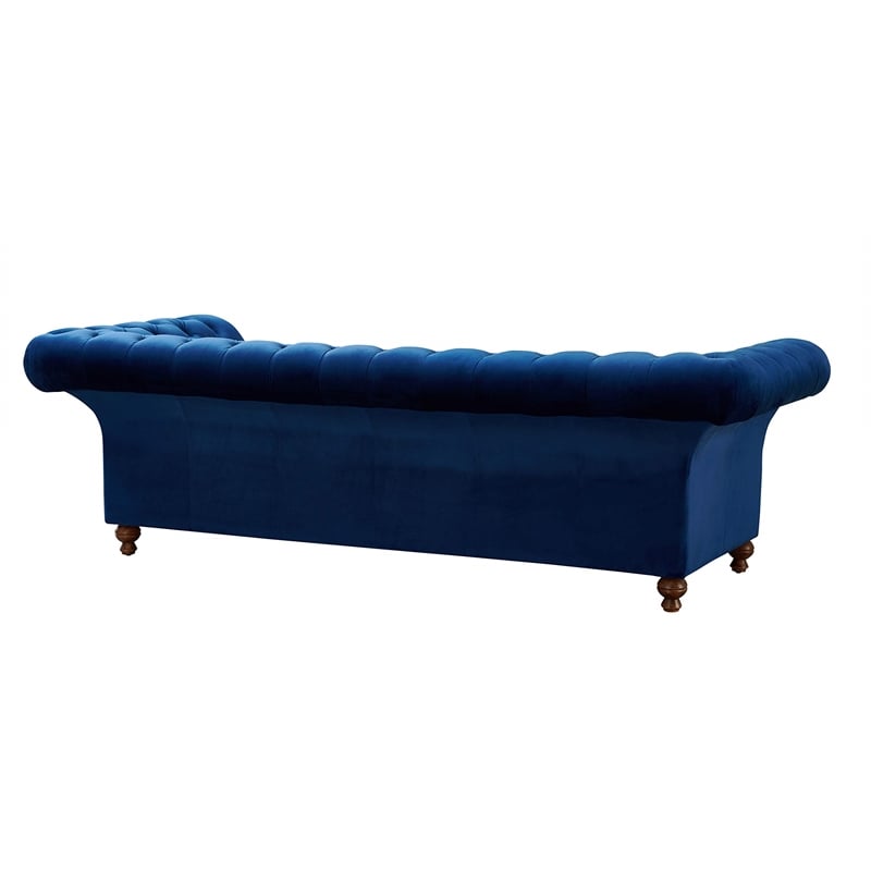 Crafters and Weavers Craftsman Mission Fabric/Velvet Sloped Arm Sofa in Blue