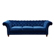 Crafters and Weavers Craftsman Mission Fabric/Velvet Sloped Arm Sofa in Blue