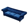Crafters and Weavers Craftsman Mission Fabric/Velvet Sloped Arm Sofa in Blue