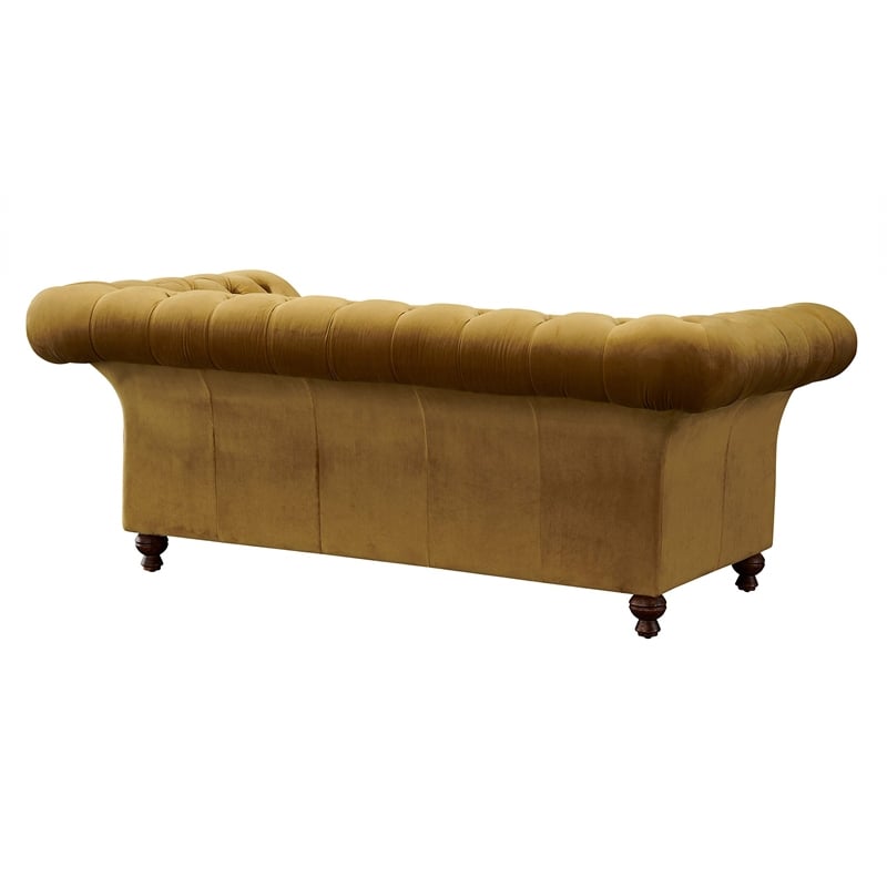 Crafters and Weavers Craftsman Mission Fabric Sloped Arm Loveseat in Yellow