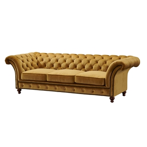 Crafters and Weavers Craftsman Mission Fabric Sloped Arm Sofa in Yellow