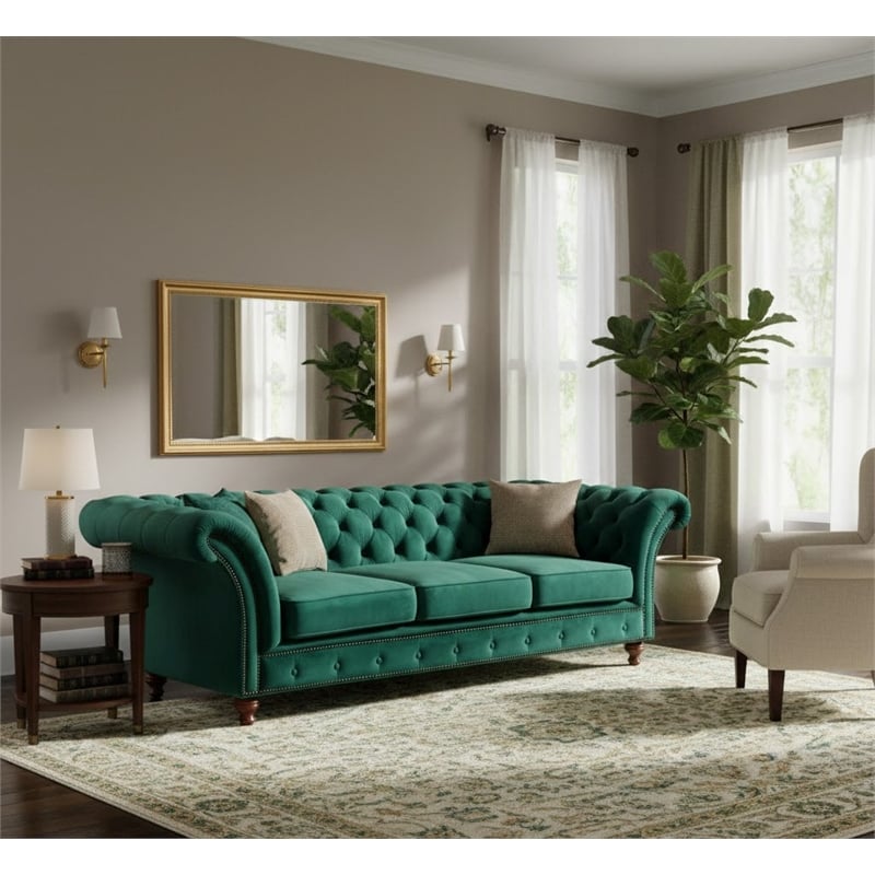 Crafters and Weavers Craftsman Mission Fabric Sloped Arm Sofa in Yellow