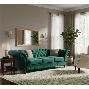 Crafters and Weavers Craftsman Mission Fabric Sloped Arm Sofa in Yellow