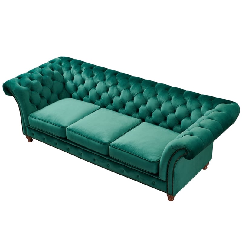 Crafters and Weavers Craftsman Mission Fabric Sloped Arm Sofa in Green
