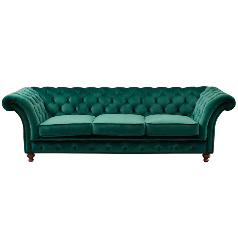 Crafters and Weavers Craftsman Mission Fabric Sloped Arm Sofa in Green