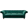 Crafters and Weavers Craftsman Mission Fabric Sloped Arm Sofa in Green