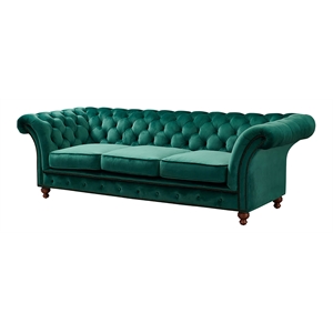 Crafters and Weavers Craftsman Mission Fabric Sloped Arm Sofa in Green