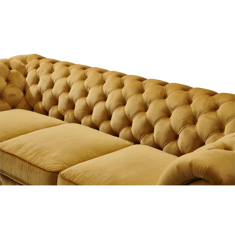 Crafters and Weavers Craftsman Mission Fabric Sloped Arm Sofa in Green