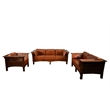 Crafters and Weavers Arts and Crafts Leather Loveseat in Russet Brown