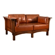 Crafters and Weavers Arts and Crafts Leather Loveseat in Russet Brown