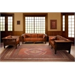 Crafters and Weavers Arts and Crafts Leather Loveseat in Chestnut