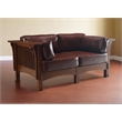 Crafters and Weavers Arts and Crafts Leather Loveseat in Chestnut