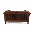 Crafters and Weavers Arts and Crafts Leather Loveseat in Chestnut