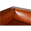 Crafters and Weavers Arts and Crafts Leather Slat Side Arm Chair in Russet Brown