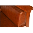 Crafters and Weavers Arts and Crafts Leather Slat Side Arm Chair in Chestnut