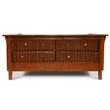 Crafters and Weavers Arts and Crafts Leather Cubic Loveseat in Chestnut