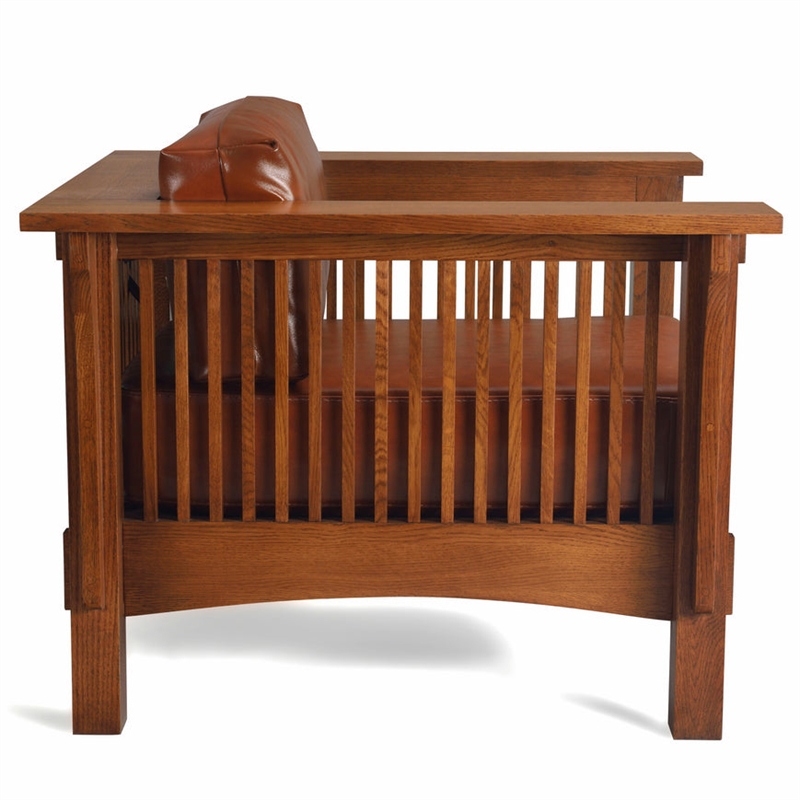 Crafters and Weavers Arts and Crafts Leather Arm Chair in Russet Brown