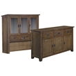 Crafters and Weavers Arts and Crafts 6-Drawer Solid Wood China Cabinet in Walnut