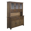 Crafters and Weavers Arts and Crafts 6-Drawer Solid Wood China Cabinet in Walnut