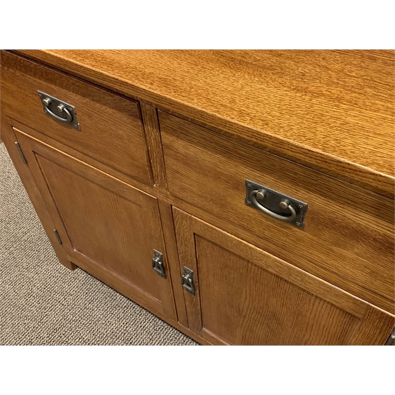 Crafters and Weavers Arts and Crafts 6-Drawer Solid Wood China Cabinet in Cherry