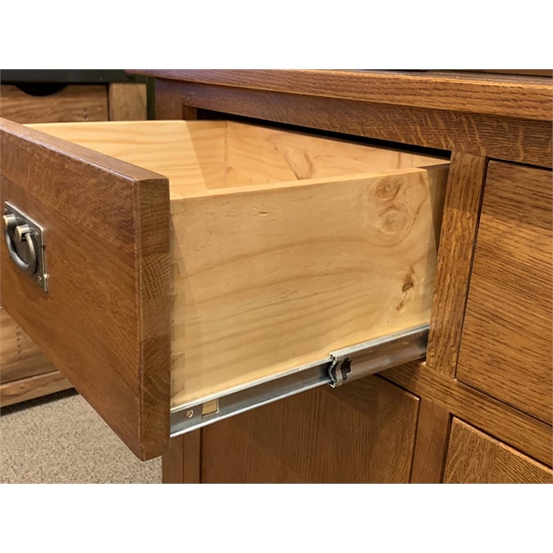 Crafters and Weavers Arts and Crafts 6-Drawer Solid Wood China Cabinet in Cherry