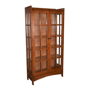 Crafters and Weavers Arts and Crafts 39&quot Solid Wood China Cabinet in Cherry
