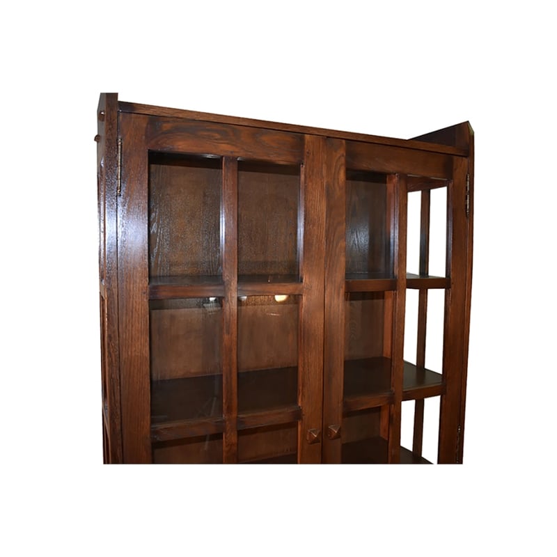 Crafters and Weavers Arts and Crafts Solid Wood China Cabinet in Dark Walnut