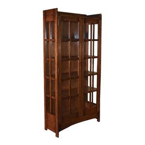 Crafters and Weavers Arts and Crafts Solid Wood China Cabinet in Dark Walnut