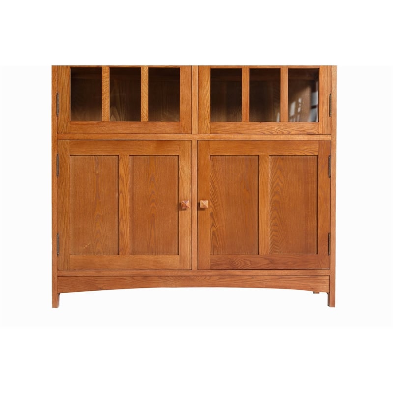 Crafters and Weavers Arts and Crafts Solid Wood Display China Cabinet in Cherry