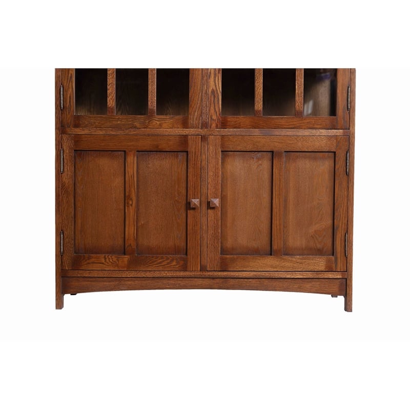 Crafters and Weavers Arts and Crafts Solid Wood Display China Cabinet in Walnut