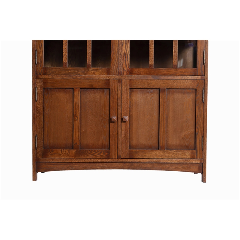 Crafters and Weavers Arts and Crafts Solid Wood Display China Cabinet in Walnut