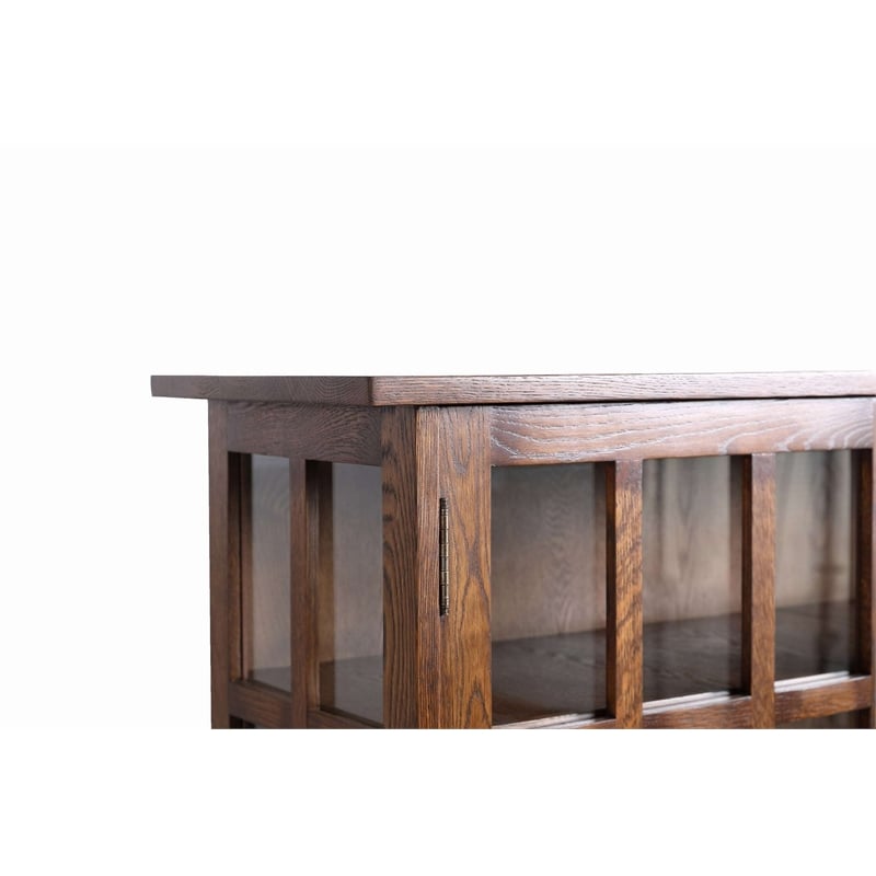 Crafters and Weavers Arts and Crafts Solid Wood Display China Cabinet in Walnut